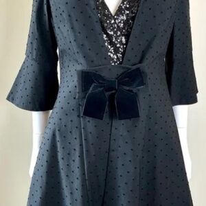 Joseph Ribkoff Jacket with Velvet Polka Dots & Bow Size 2